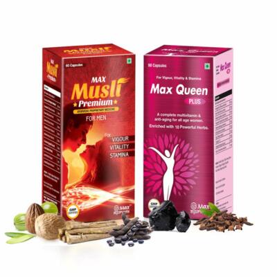 Max Ayurveda Musli Premium For Men & Max Queen Plus For Women 60 Capsule Each