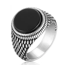 Solid 925 Sterling Silver Black Onyx Handmade Signet Jewelry Gift For Men's