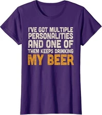 Funny Beer Drinking Multiple Personalities Funny  Ladies' Crewneck T-Shirt