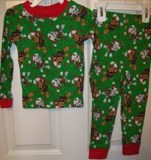 Paw Patrol Christmas Lights Green Toddler 2 Piece Long Pajama PJ Size 4T NWT