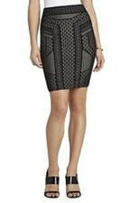  198 BCBG "Josa" stretch pencil skirt - geometric gold black - sz S small