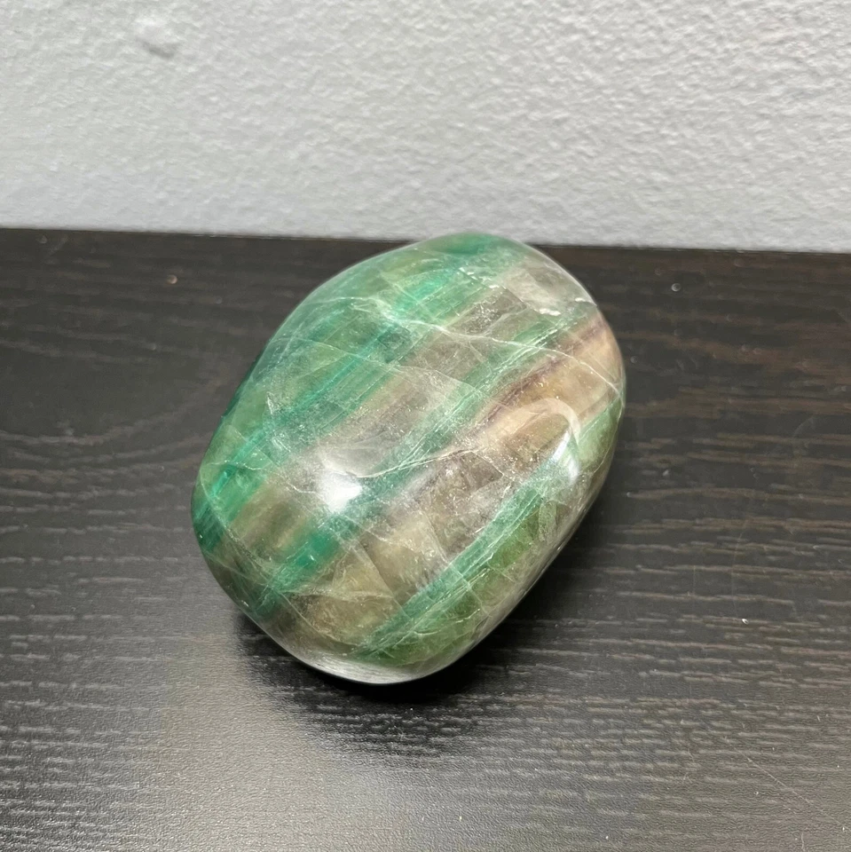 Piedra de palma verde fluorita cristal curativo Reiki piedra de palma 3" 12 OZ 340 g Foto 2 de 4