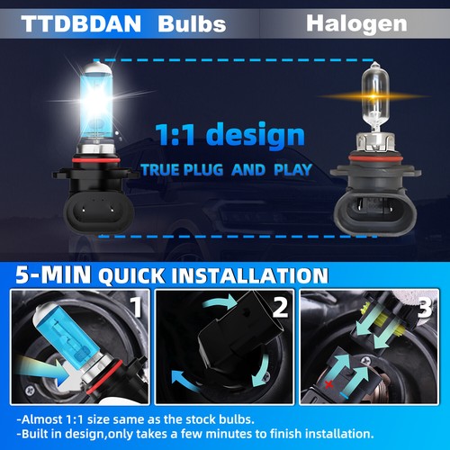 9006/HB4 Halogen Headlight Bulbs Kit High/Low Beam Super Bright 6000K White - Picture 7 of 8