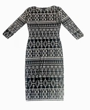 Forever 21 Black And White Geometric Dress  Size Small 3/4 Sleeve