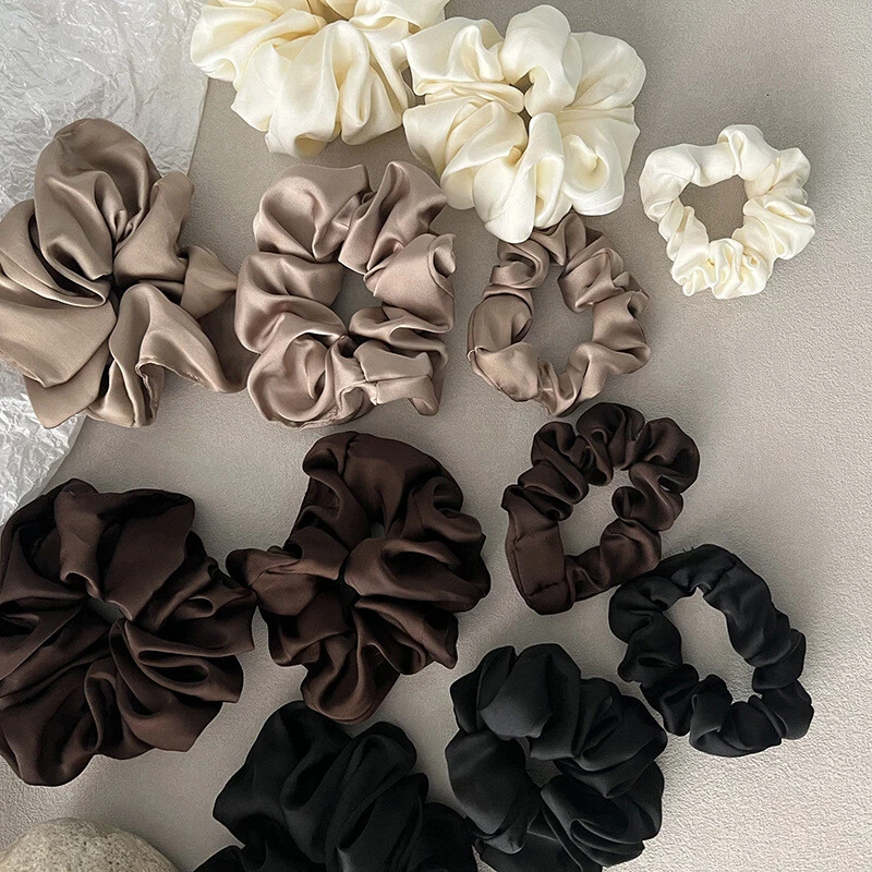 3 Sizes Women Girl Solid Color Hair Tie Elastic Hair Accessory Ring Scrunchie - Image 3 of 4