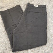 Calvin Klein Mens Size 38X30 Gray Striped Flat Front Dress Pants NWT