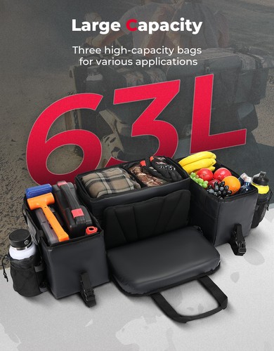 ATV Rear Seat Bag + Tank Saddle Storage Bag w/Cushion Cooler Padded Bottom Bags - Picture 3 of 22