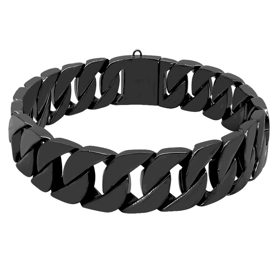 Collar de cadena para perro grande de acero inoxidable con eslabones cubanos de alta resistencia y pesado Foto 3 de 4