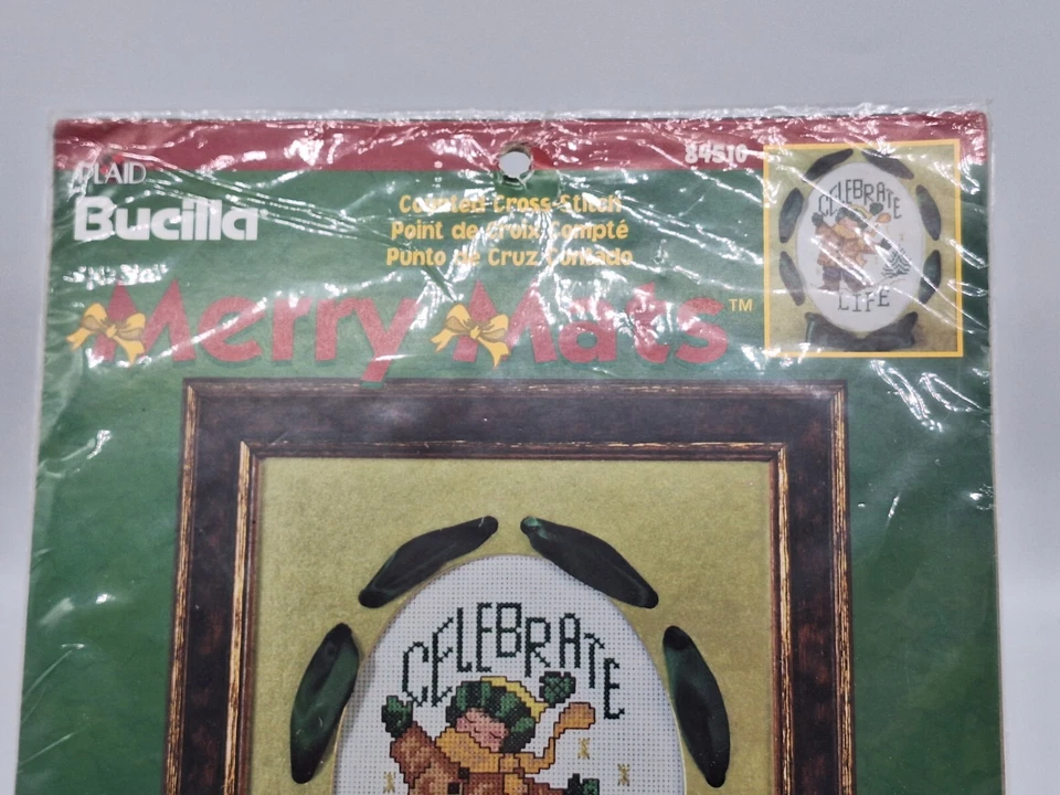Kit de punto de cruz contado Celebrate Life Bucilla # 84510 paquete sin abrir Foto 3 de 4