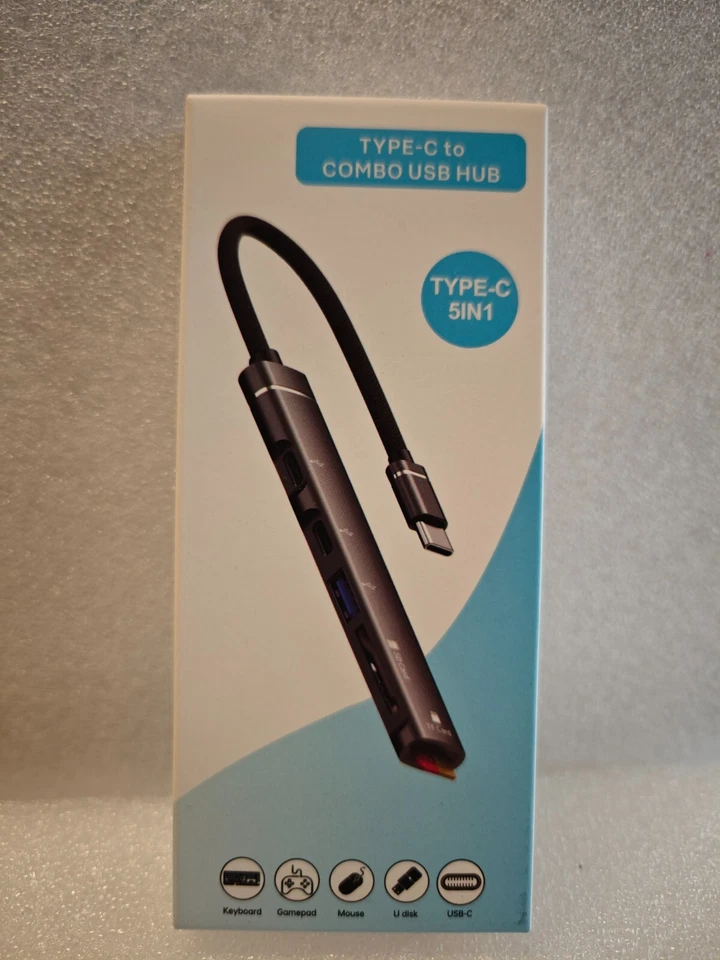 5-in-1 Type-C to USB/USB-C Hub TF/SD Card Charging Port Multi Splitter Adapter - Image 4 of 4