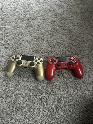 Sony DualShock 4 Wireless PS4 Controller Lot of 2 Gold & Red