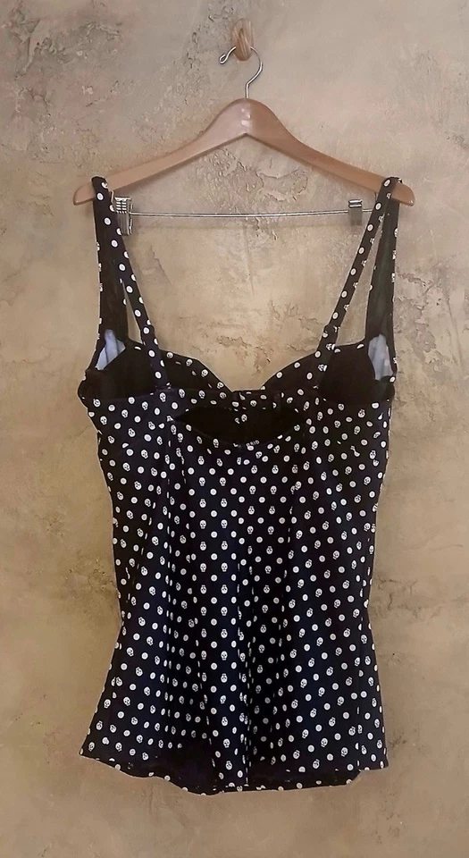 Top Tankini gótico con aros y lunares calavera 3 (3X) SOLO SUPERIOR Foto 2 de 4