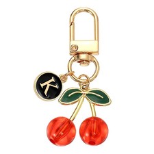 Cherry Keychain Cute Handbag Accessories with Letter K for Women, Light Red