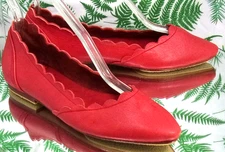 BALI ELF VALENTINA CORAL RED LEATHER LOAFERS BALLET FLATS SHOES US WOMENS SZ 8