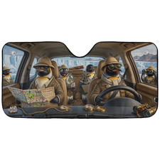 Funny UFO Bigfoot Car Sunshade Cartoon Sasquatch Windshield Sun Shade Car Truck