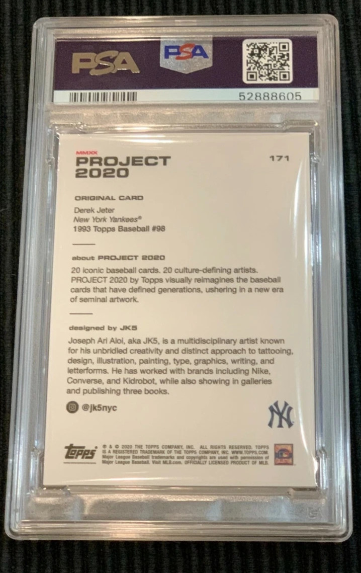 Derek Jeter by JK5 #171 Topps Project 2020 - 1993 Topps #98 RC Art PSA 9 view 2