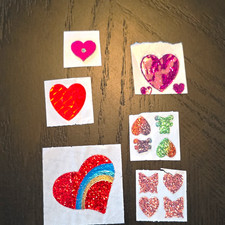 Glitter Heart Scrapbooking Craft Stickers, Multicolor Assorted Colors Hearts