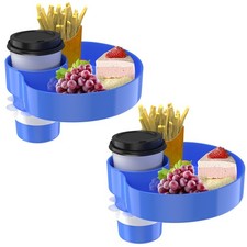 SSPONT 2 Packs Kids Car Seat Tray, Travel Tray with Cup Holder Blue-2 Packs
