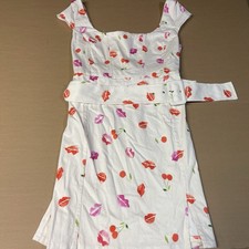 ASOS DESIGN cap sleeve belted mini dress in cherry print 12