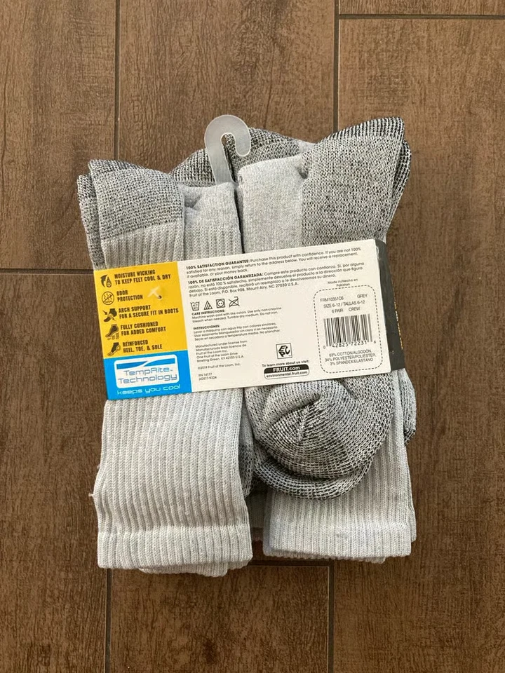 Meias Fruit of The Loom WORK GEAR Heavy Duty Crew 6 pares - Imagem 3 de 4