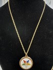 Vintage Masonic Temple Eastern Star Pendant Gold Tone 1776 24" Chain Necklace 76 — photo 2