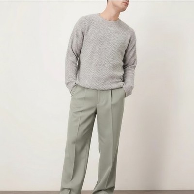 NWT Asos Desing Men's Pleated Wide Leg Dress Pants In Green Size 36/32
