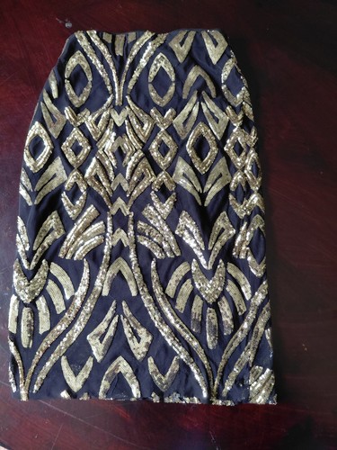 Express Art Deco 20s Style Black, Silver Gold Sequin Mini Skirt Women Sz M NWOT