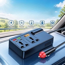 200W Power Inverter DC 12V to 110V AC Car Plug Adapter Outlet Converter LCD USB