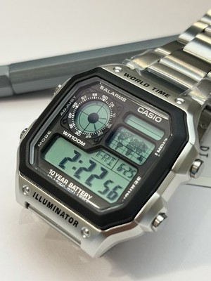Casio  Silver Lagoon  AE-1200WHD-1AVDF World Time Digital Watch 100m