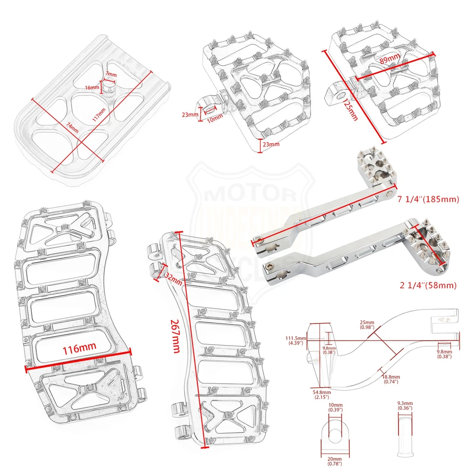 For Harley MX Floorboards Footboards Brake Pedal Touring Street Glide Road Glide - Image 4 of 4