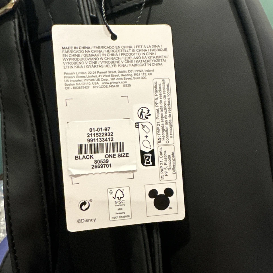 Mochila Primark Disney Mickey Mouse guiñando un ojo imitación cuero orejas 3D en relieve-NUEVA CON ETIQUETAS Foto 4 de 4