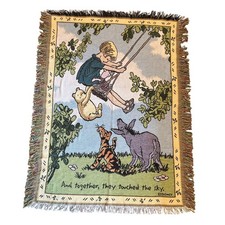 Vintage Disney Classic Winnie the Pooh Goodwin Weavers Tapestry Wall Art Blanket