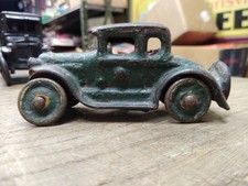 Vtg 1930's Kilgore Hubley Type Cast Iron Green Toy 2 Door Ford Coupe Car 4.25"