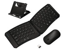 Ergonomic Foldable Keyboard and Mouse Combo 2.4G Dual Bluetooth Rechargeable