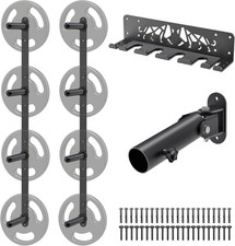 Wall-Mounted Gym Organizer Set - Weight Plate & Barbell Storage Rack