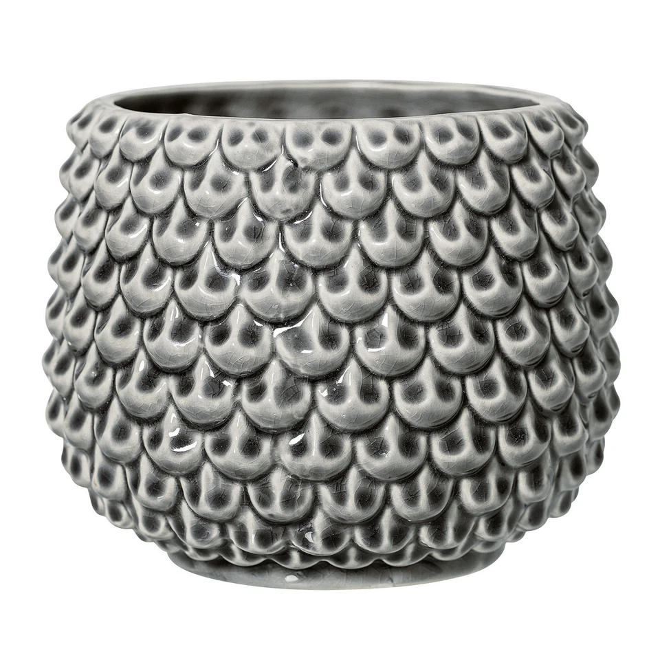 Blumentopf Übertopf grau Keramik  H 13 cm Retro Skandi Bloomingville