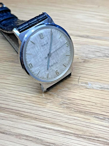 Vintage 1962 Timex Electric West Germany Back Set Men's Watch - M67 Linen Dial