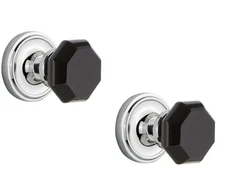 Nostalgic Warehouse Classic Rosette Double Dummy Waldorf Black Door Knob Chrome