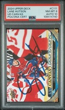 Lane Hutson Signed 2024 Upper Deck Canvas Young Guns Card Autographed PSA 8/10