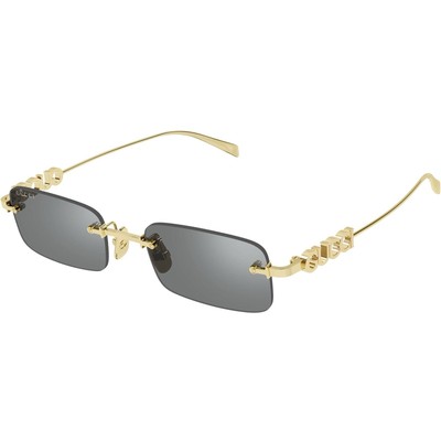 GUCCI GG1808S 003 Gold Grey Silver Flash Mirror Rimless Sunglasses