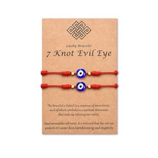 Tarsus 7 Knots Kabbalah Red String Bracelet Protection Evil 10 inches,