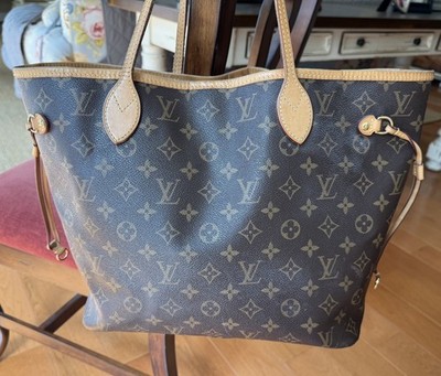 Louis Vuitton Neverfull Tote (M41177) MM Brown/Cerise Red Canvas Monogram