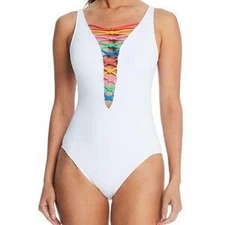 Bleu by Rod Beattie Womens Core-Lace-Down Mio One White Multi Size 12