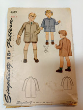 Simplicity 4619 Coat Sewing Pattern Boys Girls 6 VTG Cut Dress Event Sports