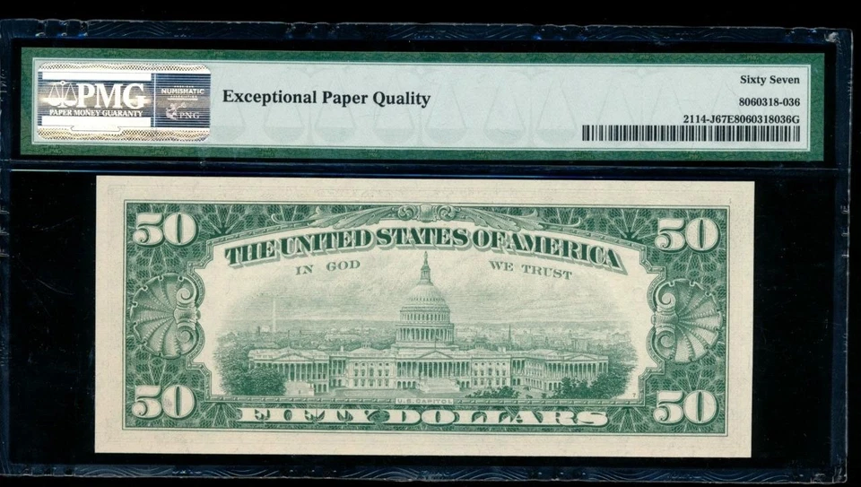 AC 1969 $50 FRN Kansas City PMG 67 EPQ Fr 2114-J SUPERB GEM! - Image 2 of 2