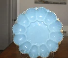 Vintage Anchor Hocking Fire King Delphite Blue Deviled Egg Serving Dish Plate