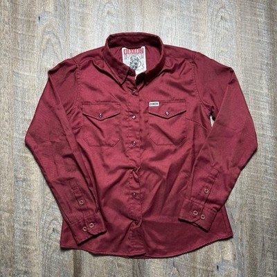 Dixxon Women s Pearl Snap Western Shirt Flannel Bordeaux Medium