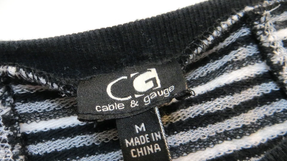 Camisa sin mangas Cable & Gauge para mujer mediana negra blanca a rayas elástica relajada Foto 2 de 4