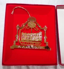 Vintage St. Clair Inn Gold Plated Ornament Laser Cut Boxed Christmas Holiday