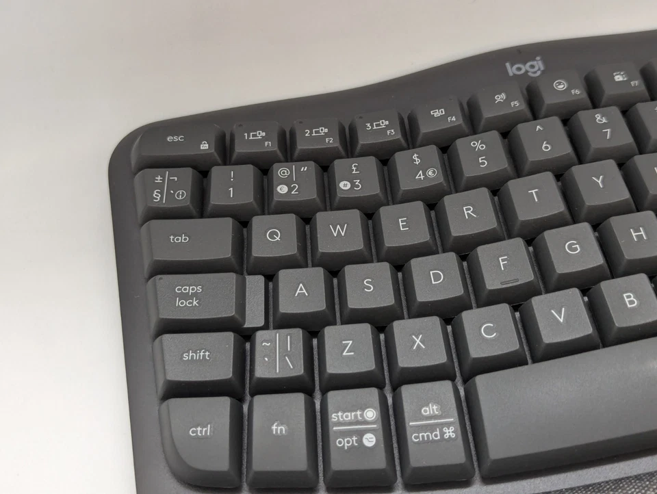 Logitech Wave Keys wireless ergonomic keyboard palm rest Bluetooth UK graphite - Image 3 of 4